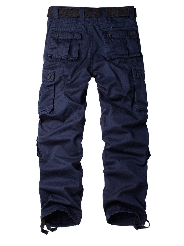 AKARMY Men's Camo Cargo Work Pants Cotton Military Army Casual Tactical Wild Combat Pants with 8 Pockets Blue 38x32 - Image 2